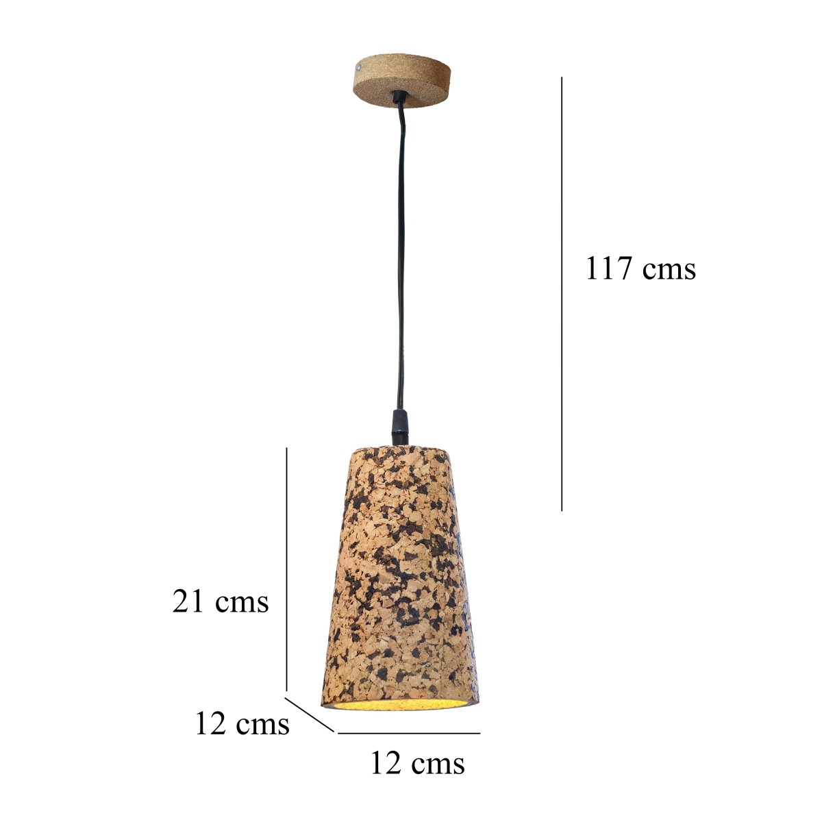 Kezevel Cork Decorative Hanging Light - Natural Cork Brown Conical Pendant Light for Living Room, Balcony, Foyer and Bedroom