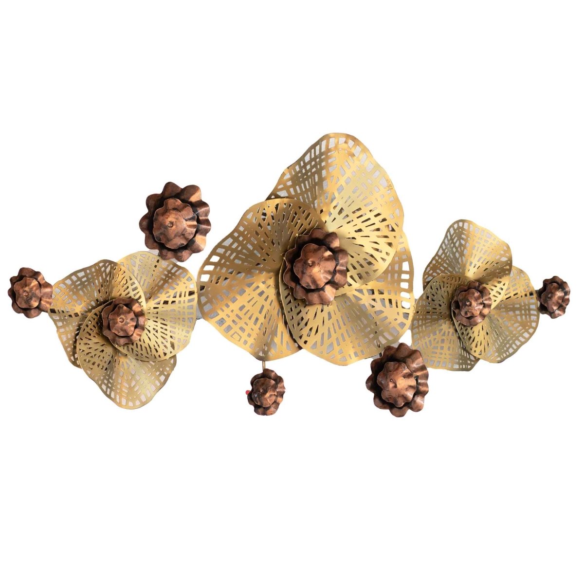 Kezevel Floral Metal Wall Decor - Floral Wall Hanging in Golden Bronze, Decorative Wall Art for Living, Foyer, Home Decor