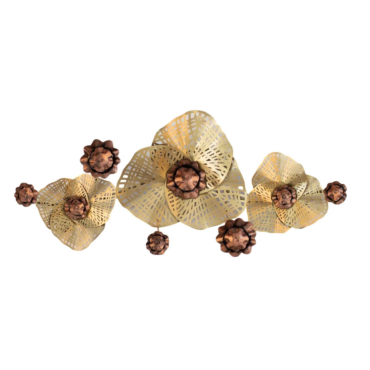 Kezevel Floral Metal Wall Decor - Floral Wall Hanging in Golden Bronze, Decorative Wall Art for Living, Foyer, Home Decor
