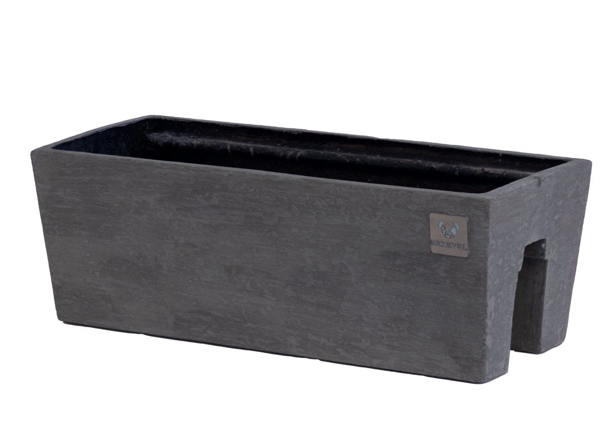 Kezevel Indoor Outdoor FRP Planters - Lightweight Durable Matte Faux Finish Rectangle Railing Flower Pot, Tree Planter Garden