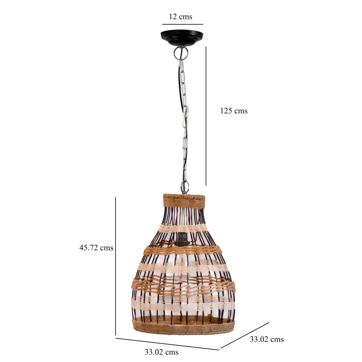 Kezevel Jute Laced Hanging Light - Artistically Handcrafted Pendant Light / Lamp for Living Room, Bedroom, Foyer and Balcony
