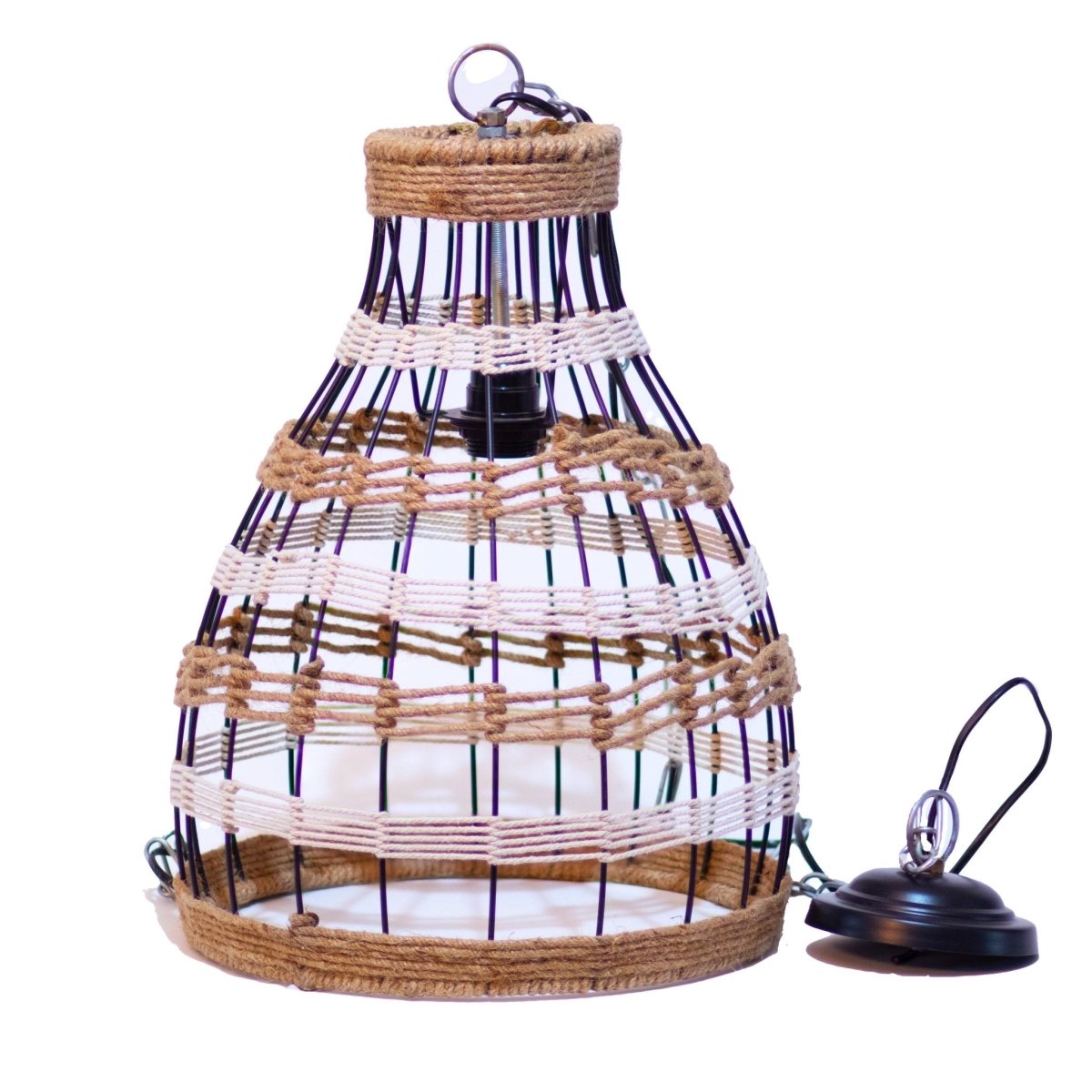 Kezevel Jute Laced Hanging Light - Artistically Handcrafted Pendant Light / Lamp for Living Room, Bedroom, Foyer and Balcony