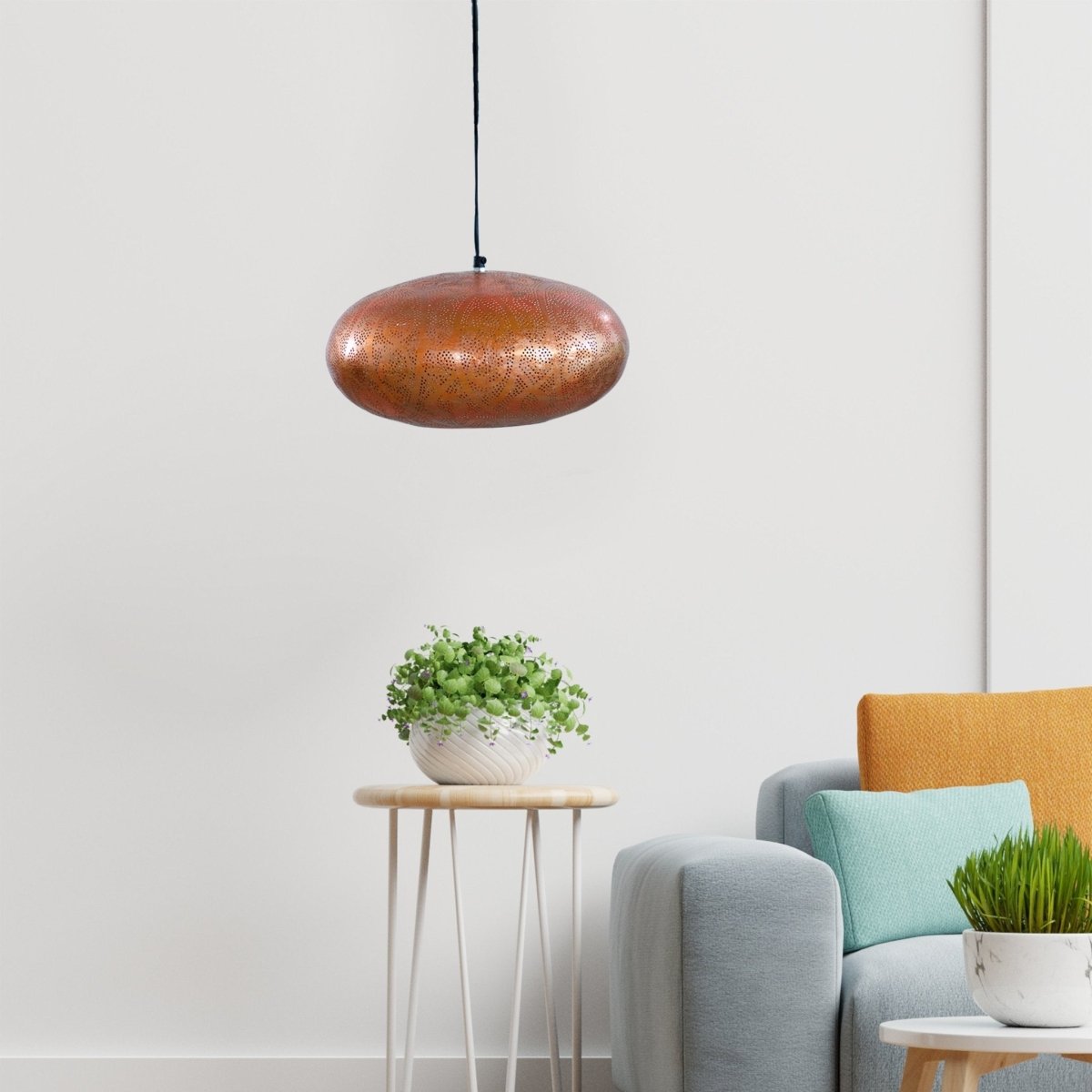 Kezevel Metal Decor Hanging Light - Black Golden Handcrafted Pendant Light / Lamp for Living Room, Bedroom, Balcony and Foyer