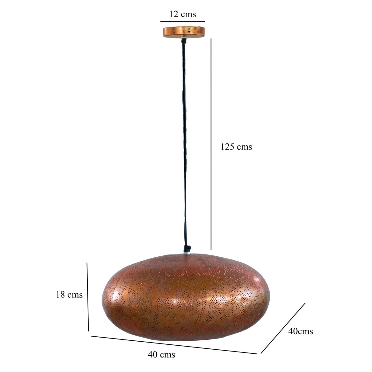 Kezevel Metal Decor Hanging Light - Black Golden Handcrafted Pendant Light / Lamp for Living Room, Bedroom, Balcony and Foyer