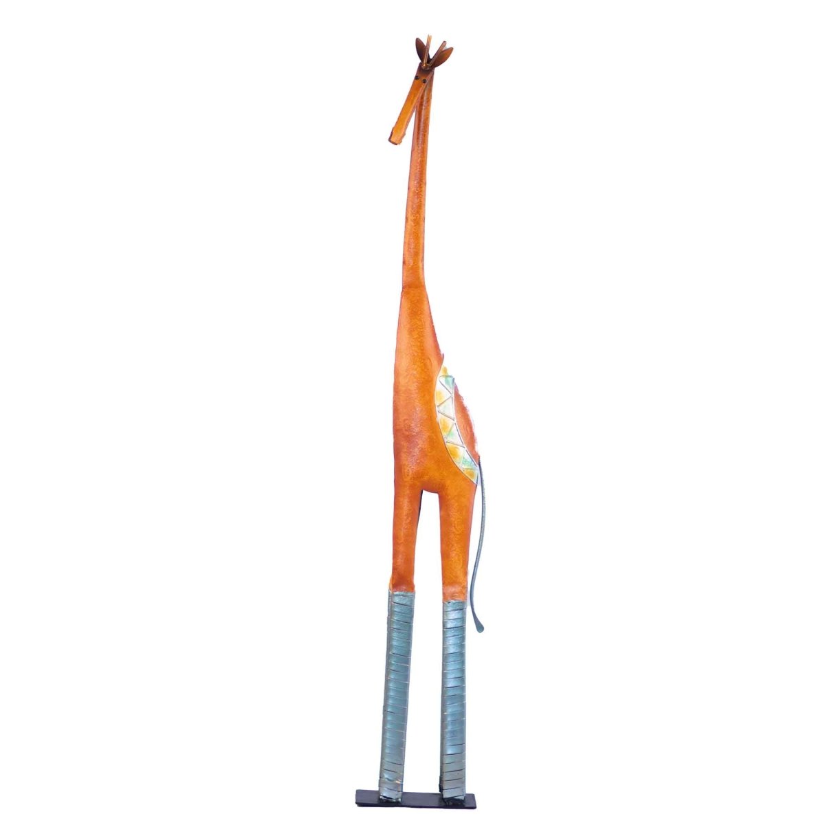 Kezevel Metal Giraffe Table Decor -Tall Giraffe Figurine Statue in Orange Silver Metal Showpieces for Home Decor Living Room