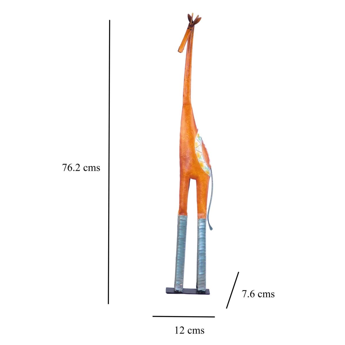 Kezevel Metal Giraffe Table Decor -Tall Giraffe Figurine Statue in Orange Silver Metal Showpieces for Home Decor Living Room