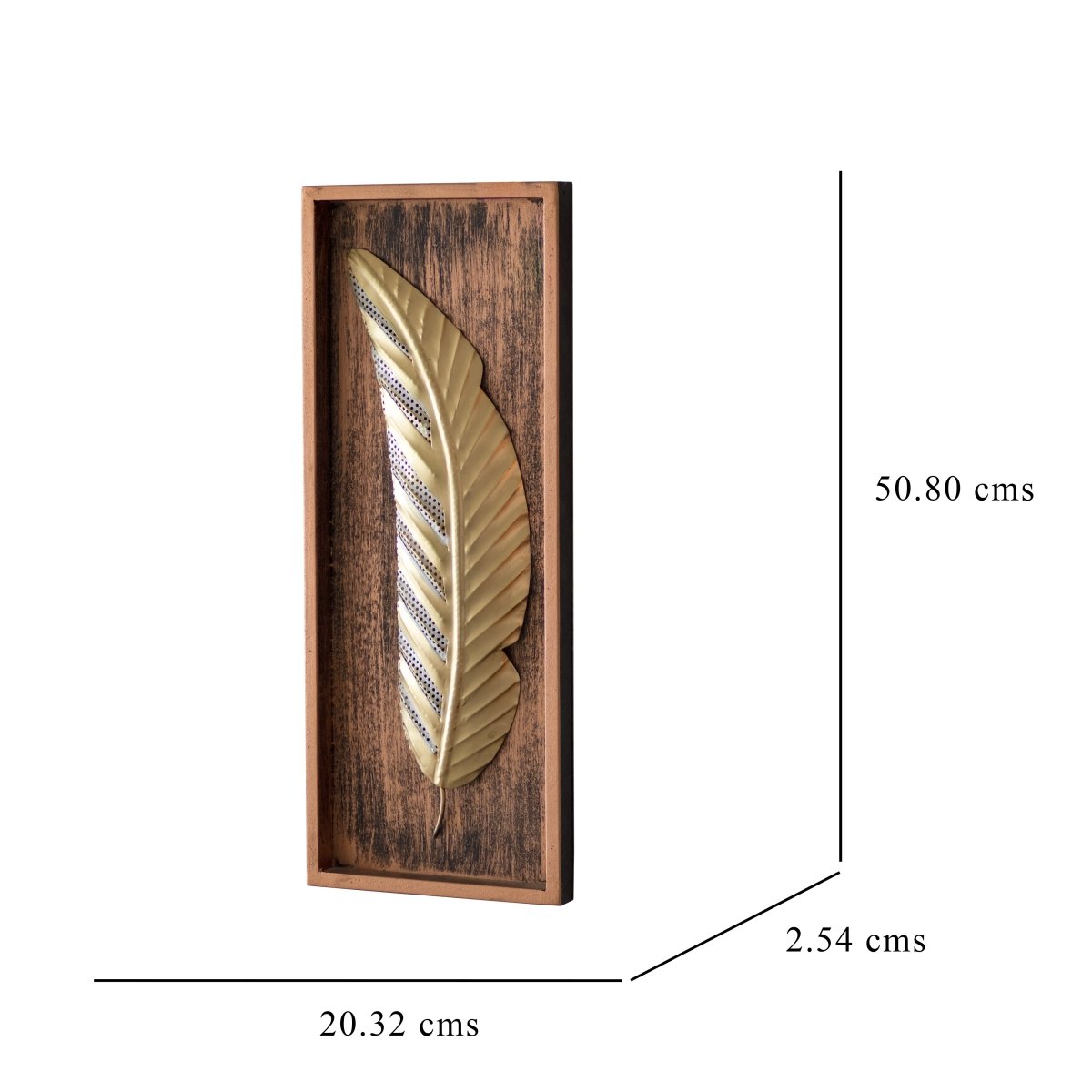 Kezevel Metal Netted Leaf Wall Decor - Handcrafted Golden Metal Wall Art, Wall Showpiece for Home Decor, Living Room Decor, Size 20.32X2.54X50.8 CM - Kezevel