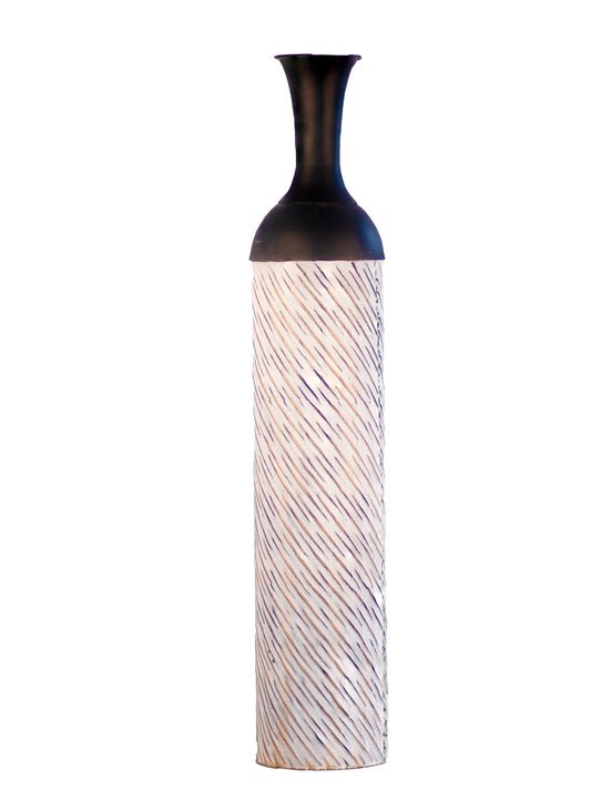Kezevel Metal Tall Floor Vase - Big Vase Black White with Golden Streaks Long Vases for Living Room Corner, Home Decor, Foyer