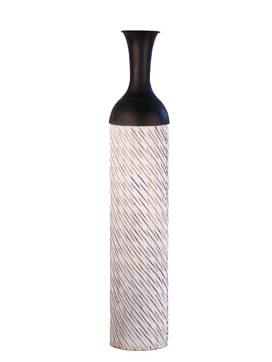 Kezevel Metal Tall Floor Vase - Big Vase Black White with Golden Streaks Long Vases for Living Room Corner, Home Decor, Foyer