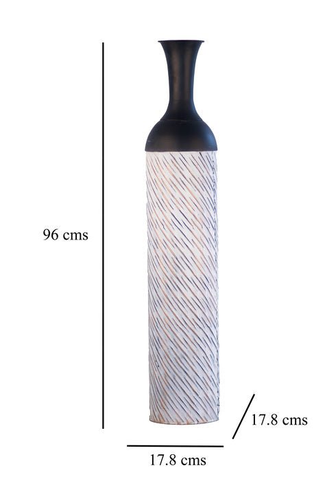 Kezevel Metal Tall Floor Vase - Big Vase Black White with Golden Streaks Long Vases for Living Room Corner, Home Decor, Foyer