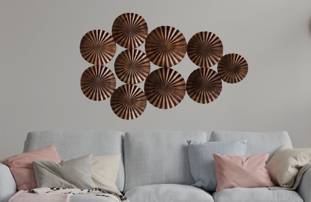 Kezevel Metal Wall Art Decor - Handcrafted Rectangular Abstract Rustic Brown Wall Hanging, Metal Wall Decor, Wall Sculpture, Size 100X6X64 CM - Kezevel