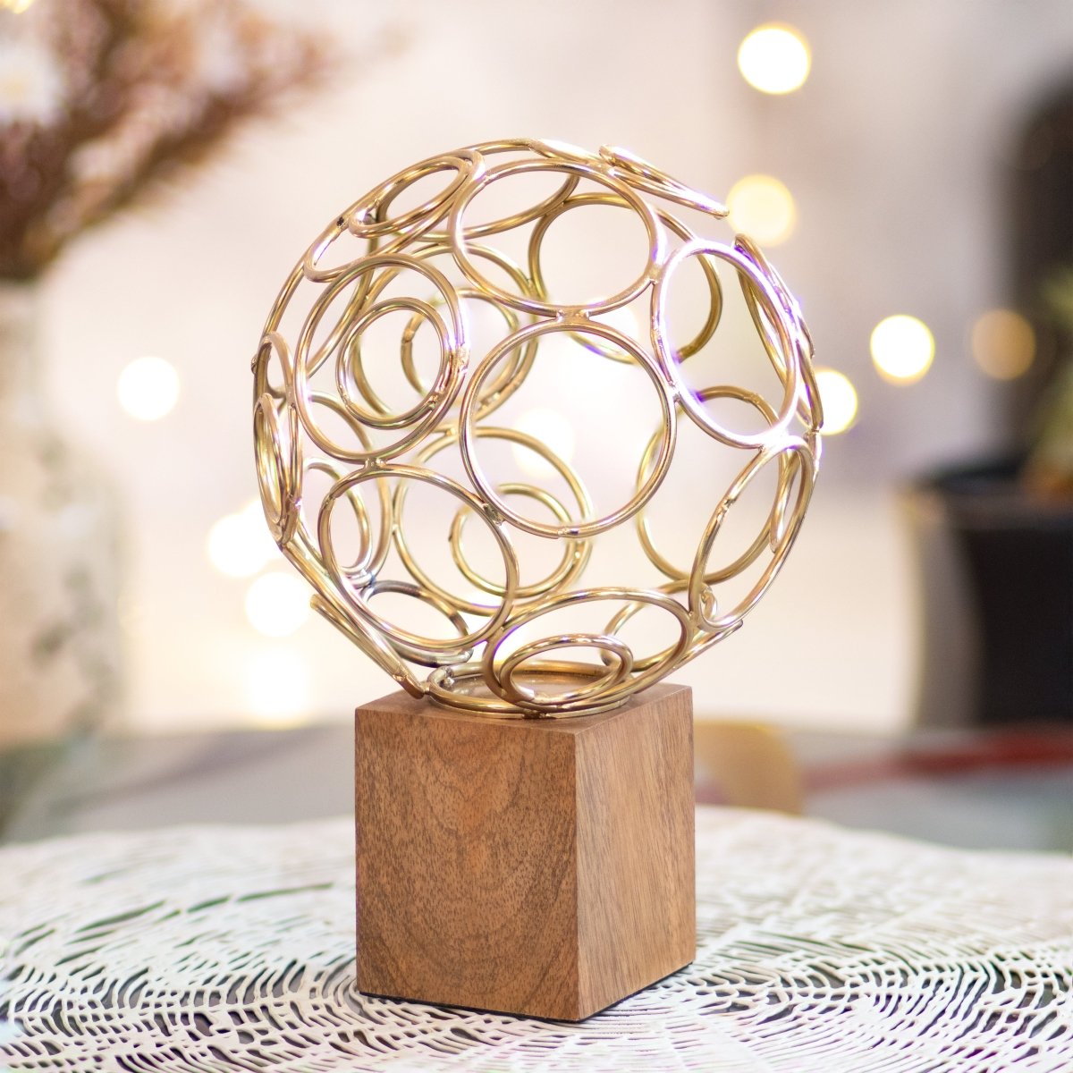 Kezevel Wooden Candle Stand - Antique Distressed Handcrafted Ivory Blue Green Candle Holders Home Decor, Pillar Candle Holder