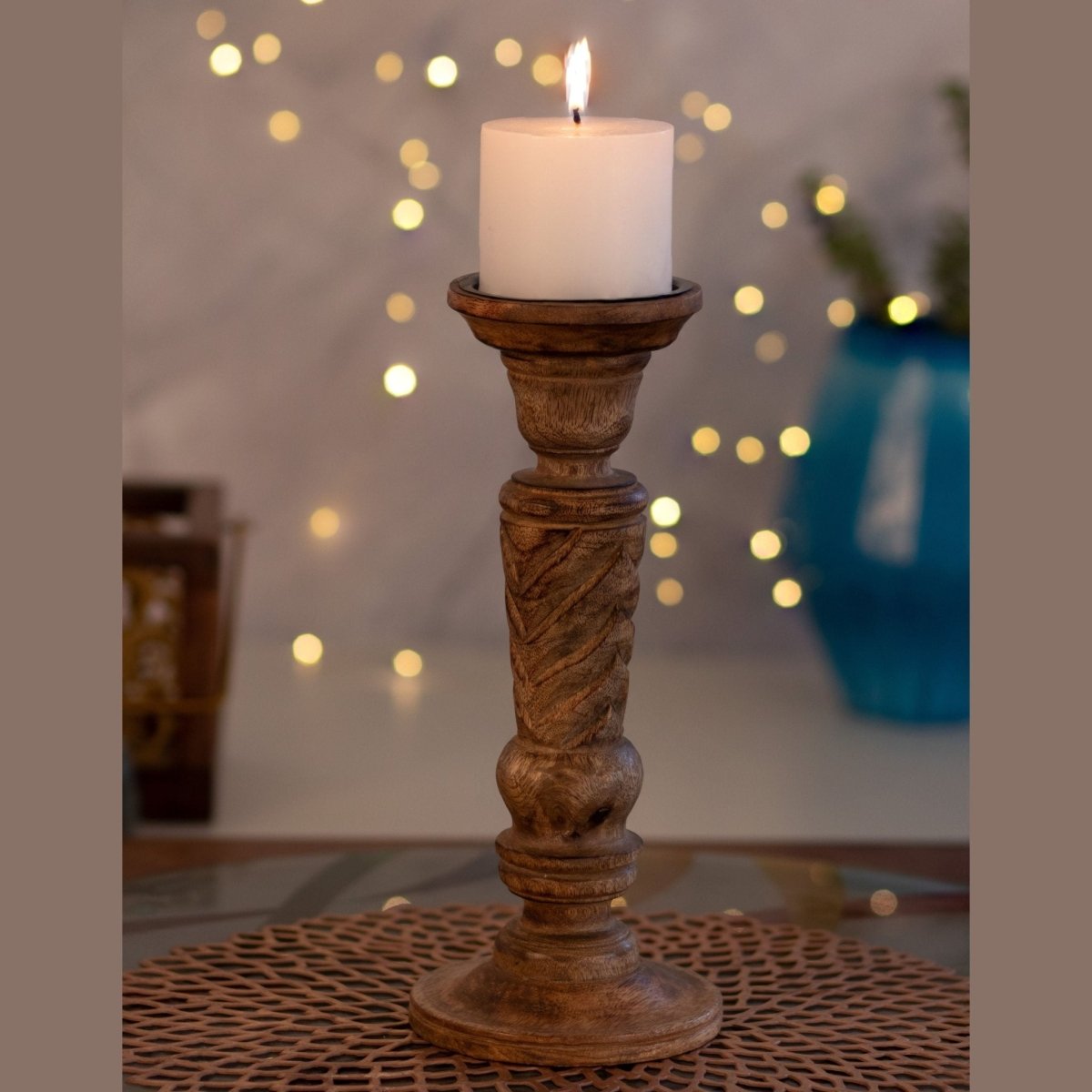 Kezevel Wooden Candle Stand Artistic 12