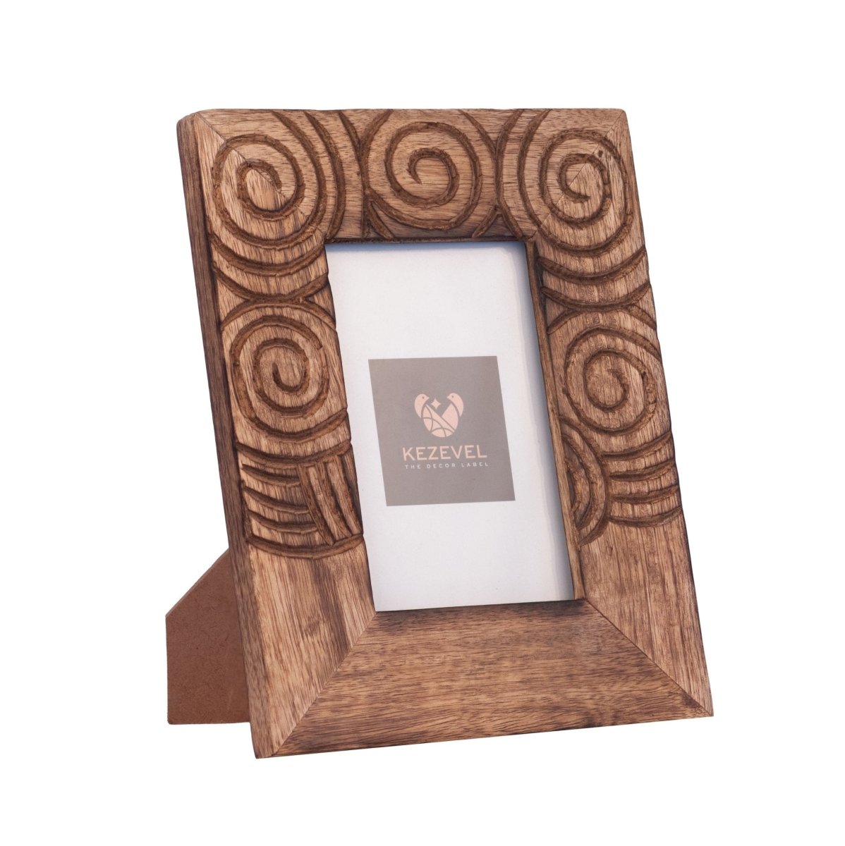 Kezevel Wooden Carved Photo Frames - Artistic Rectangle Photo Frame in Mango Wood for Picture Size 4X6 inch , Picture Frame