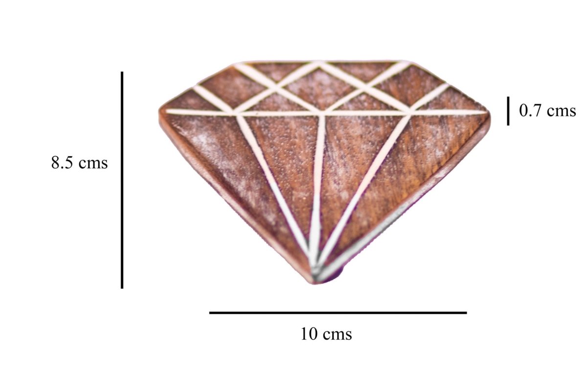 Kezevel Wooden Coasters Mango Wood- Artistically Handcrafted Diamond Design - Set of 6 with Holder - Coaster Plate