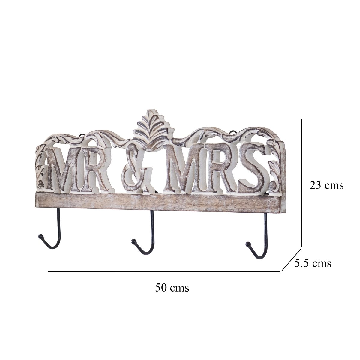 Kezevel Wooden Decorative Wall Hook - Brown, White Whitewashed Handcrafted Wall Hangers Decorative Hooks for Wall for Foyer