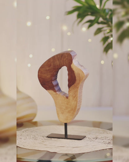 Kezevel Wooden Table Decor - Handcrafted Round Acacia Wood Natural Log Table Showpiece for Living Room, Showpiece Home Decor, Size 17.78X5.08X30.48 CM
