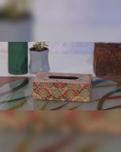 Kezevel Wooden Tissue Paper Holder - Decorative Rectangular Tissue Paper Dispenser, Tissue Paper Box for Dinning Table, Car, Home, Size 23.8X14.2X8 CM