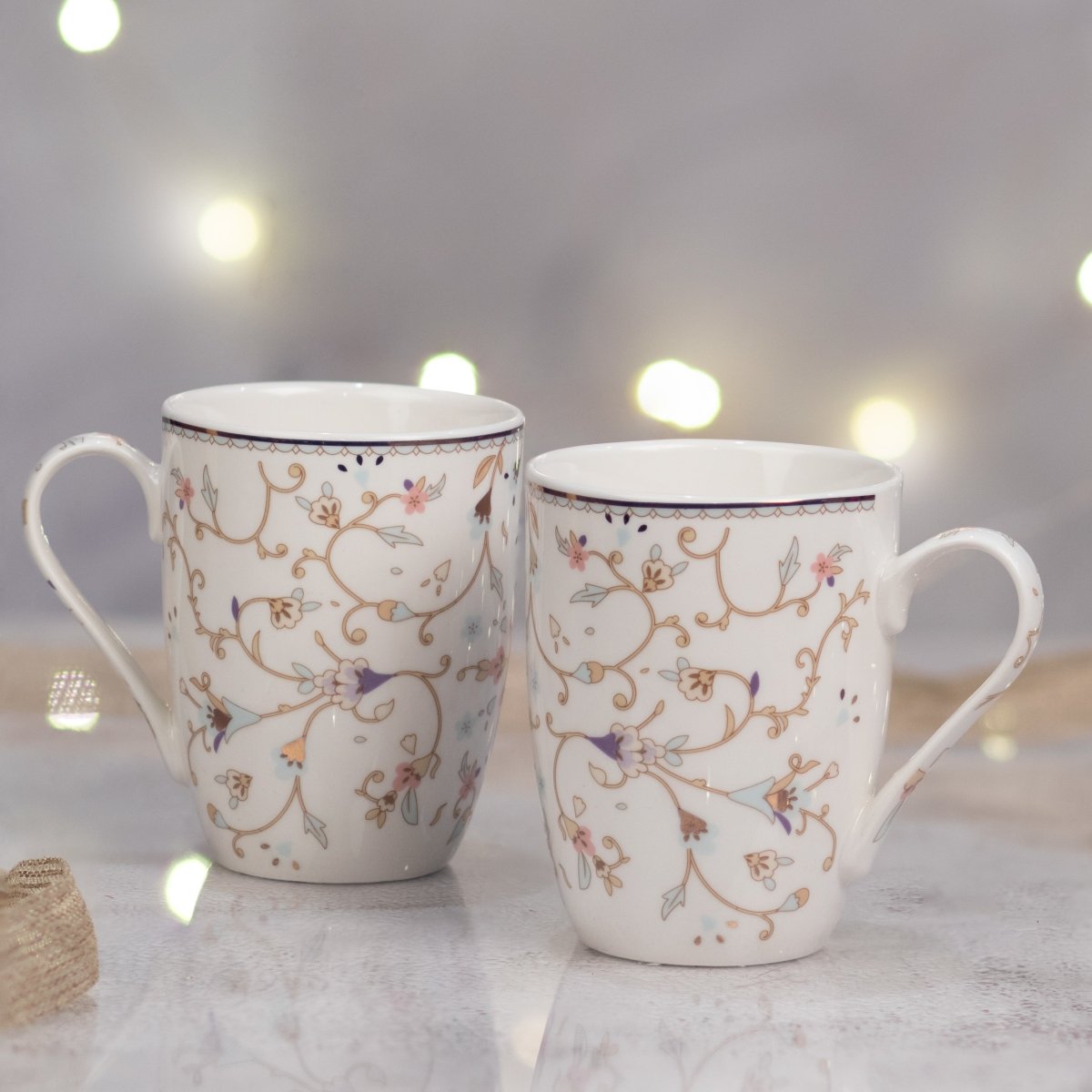 Kezevel Bone China Large Mugs- Gold Plated - Set of 2 - Kezevel
