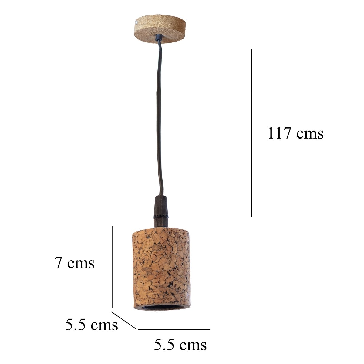 Kezevel Cork Decorative Hanging Light - Natural Cork Brown Cylindrical Lamp for Living Room, Balcony, Foyer, Bedroom Kitchen