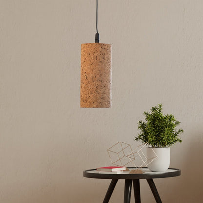 Kezevel Cork Decorative Hanging Light - Natural Cork Brown Cylindrical Pendant Light for Living Room, Balcony, Foyer Bedroom