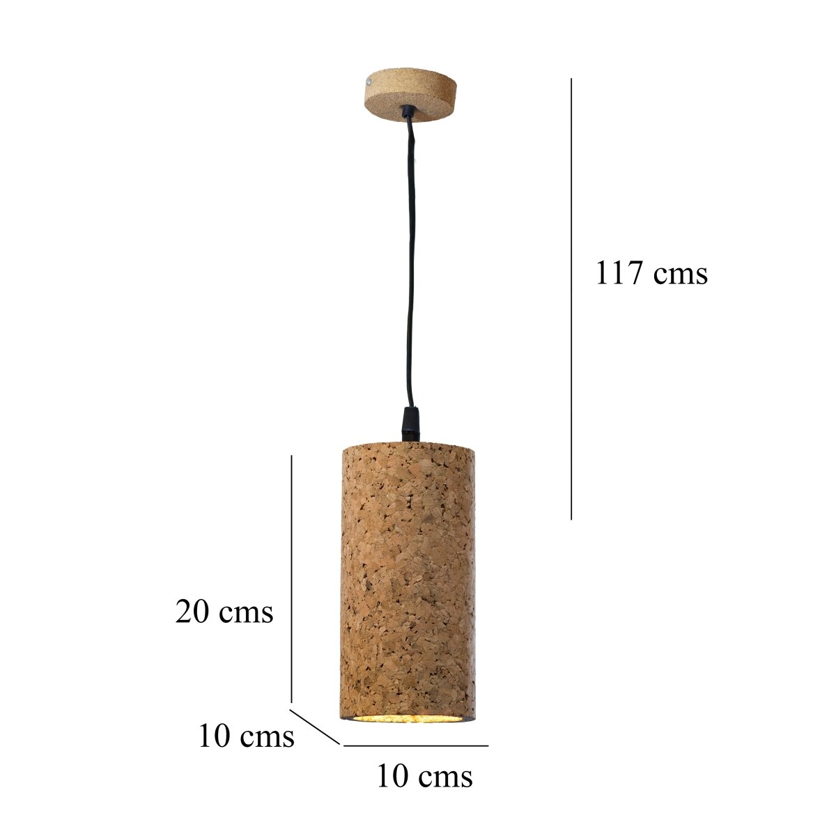 Kezevel Cork Decorative Hanging Light - Natural Cork Brown Cylindrical Pendant Light for Living Room, Balcony, Foyer Bedroom