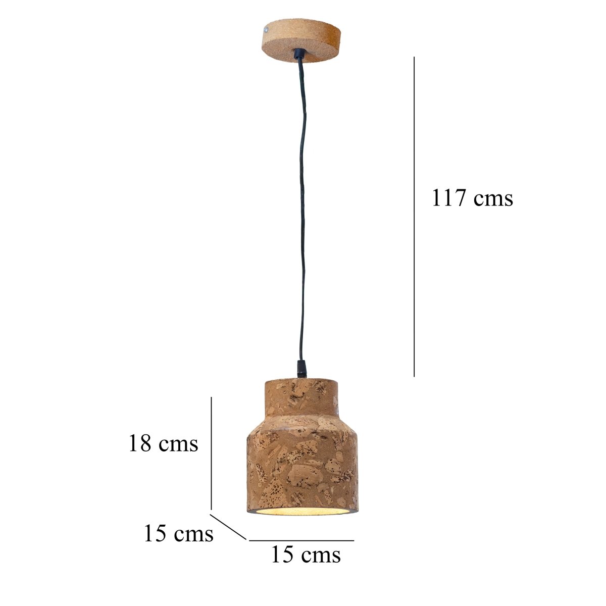 Kezevel Cork Decorative Hanging Light - Natural Cork Brown Round Cylindrical Pendant Light for Living Room, Foyer, Bedroom