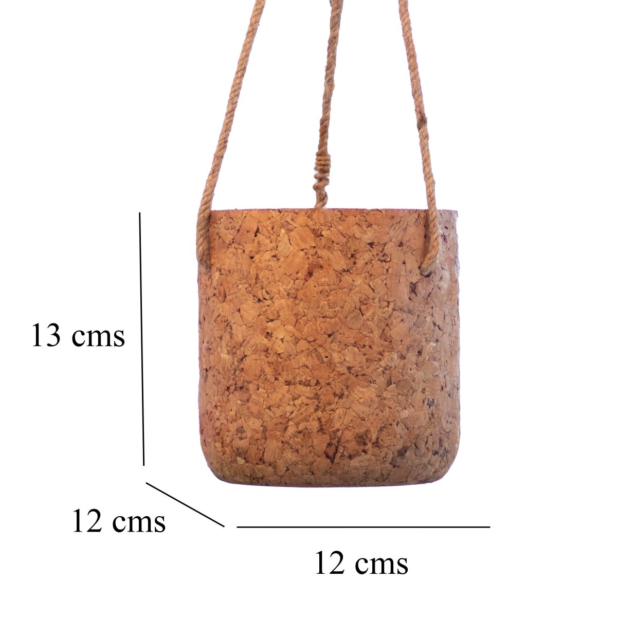 Kezevel Cork Decorative Hanging Planter - Natural Cork Cylindrical Hanging Planters Pot with Jute Twine Rope for Home Decor
