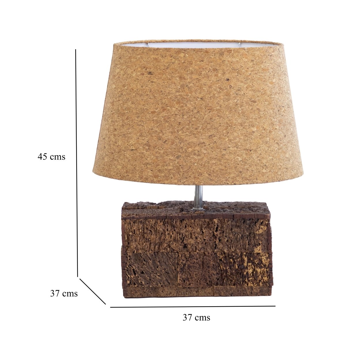 Kezevel Cork Decorative Table Lamp - Brown Conical Shade with Rectangle Base Bedside Table Lamp, Desk Lamp, Side Lamp