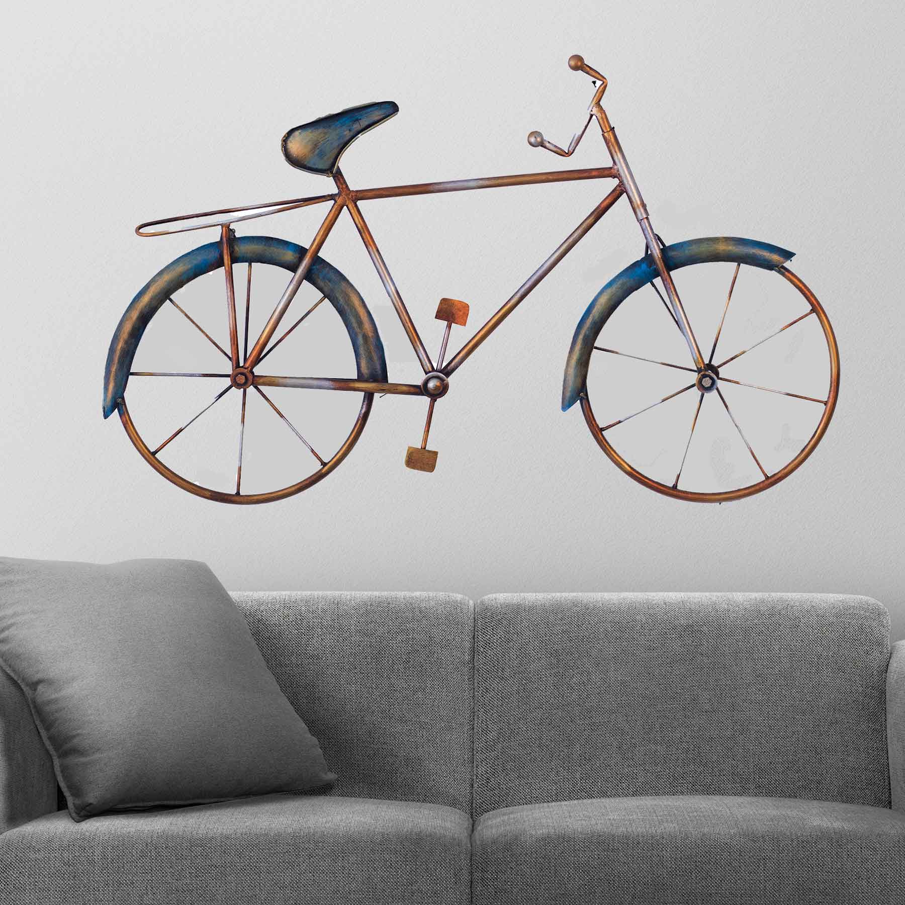 Kezevel Cycle Metal Wall Decor - Metallic Cycle Wall Art in Antique Bronze Silver Blue, Wall Hangings for Home Decor, Living