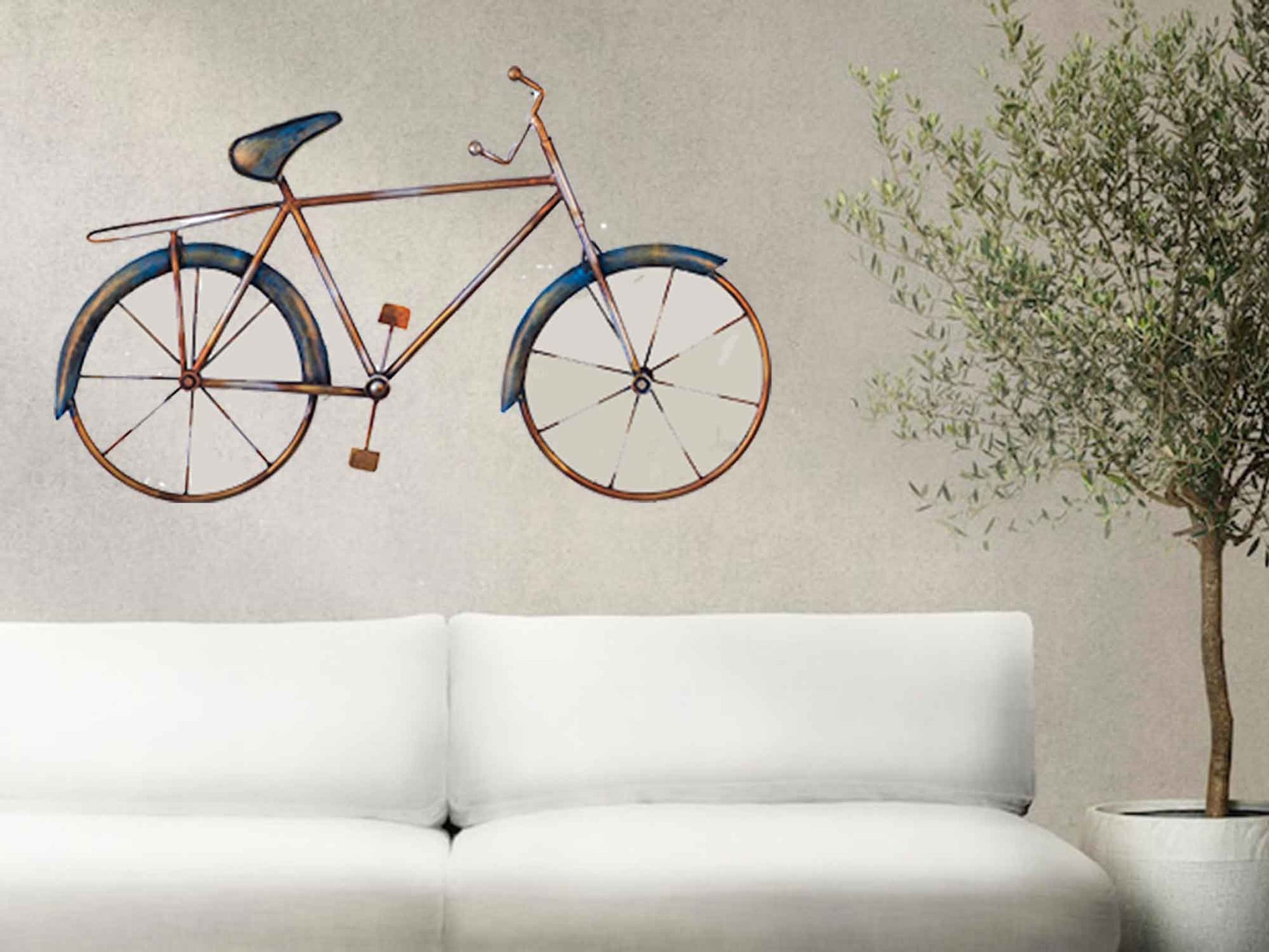 Kezevel Cycle Metal Wall Decor - Metallic Cycle Wall Art in Antique Bronze Silver Blue, Wall Hangings for Home Decor, Living