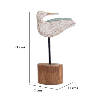 Kezevel Decorative Bird Wooden Showpiece - Blue Brown White Handcrafted Showpieces for Living Room, Figurine for Home Decor