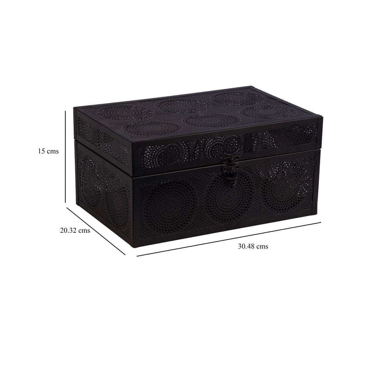 Kezevel Decorative Metal Storage Box - Rectangle Carved Black Trinket Box, Jewelry Box, Metal Stash Box, Treasure Box