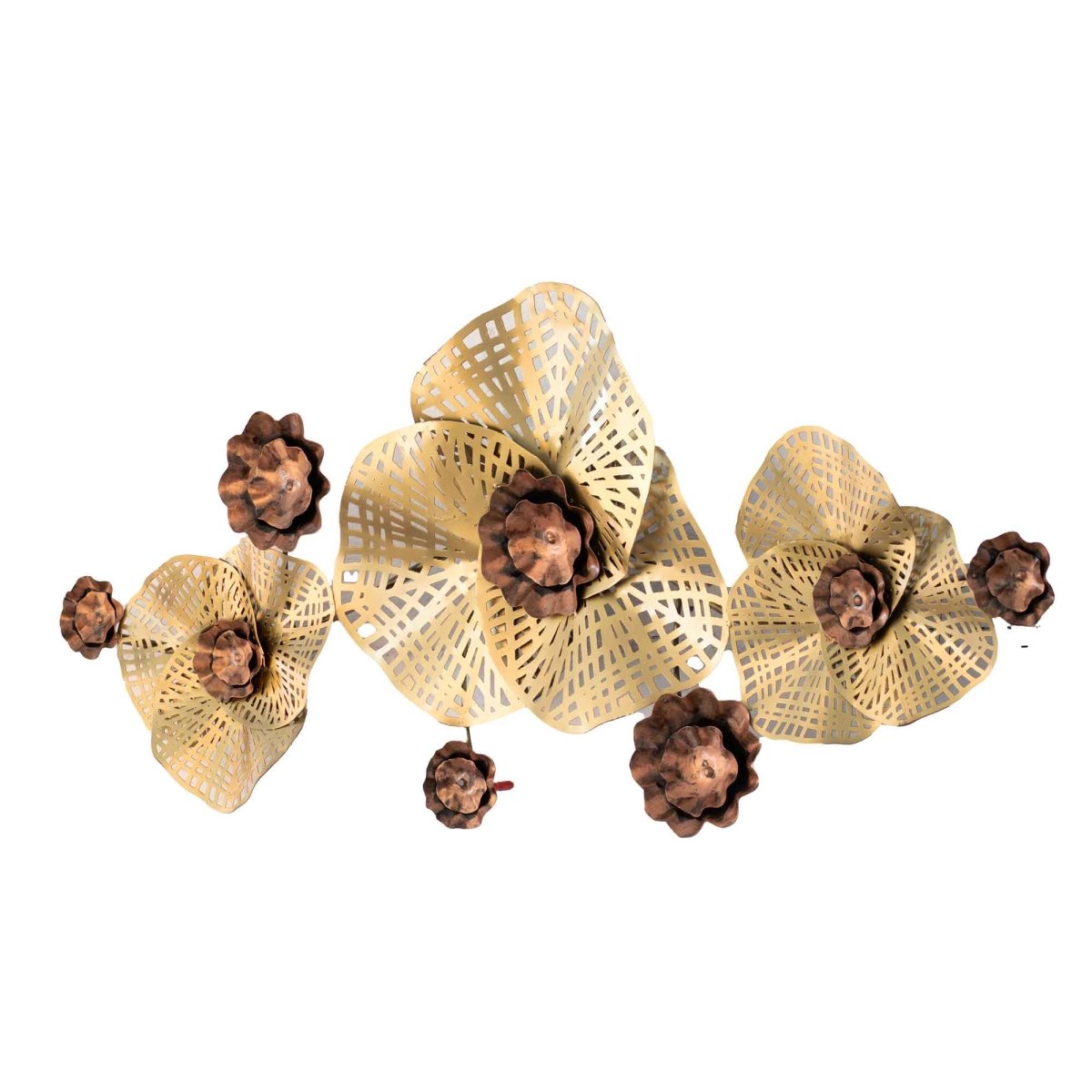 Kezevel Floral Metal Wall Decor - Floral Wall Hanging in Golden Bronze, Decorative Wall Art for Living, Foyer, Home Decor