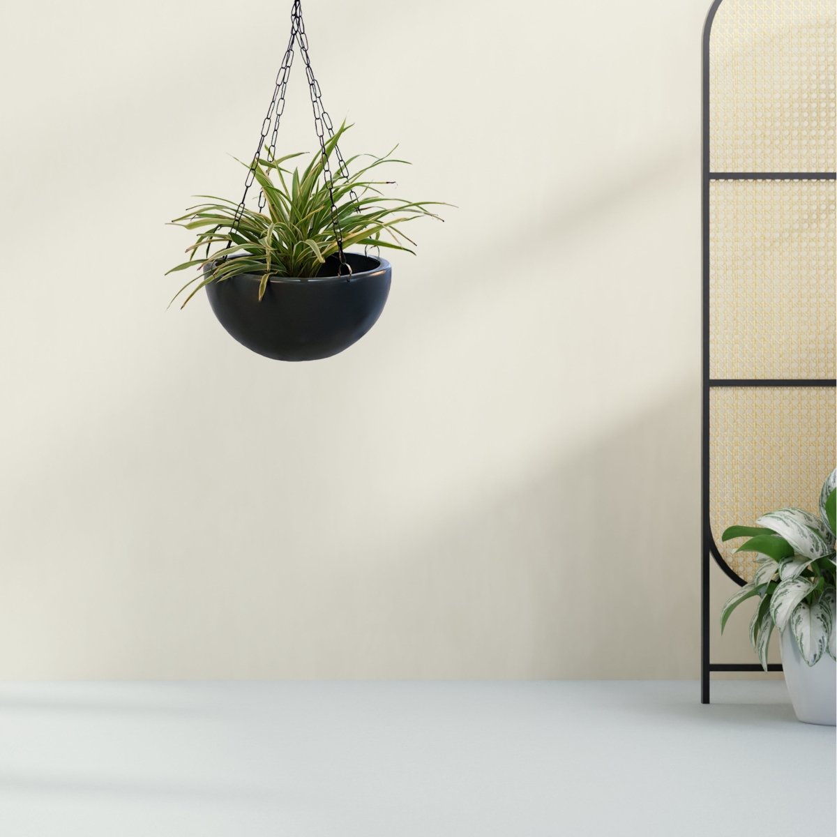 grey hanging planter Kezevel Indoor Outdoor FRP Planters - Grey Hanging Flower Pot, Lightweight Durable Hanging Planter for Garden Home Décor, Size 30.48X30.48X15.24 CM