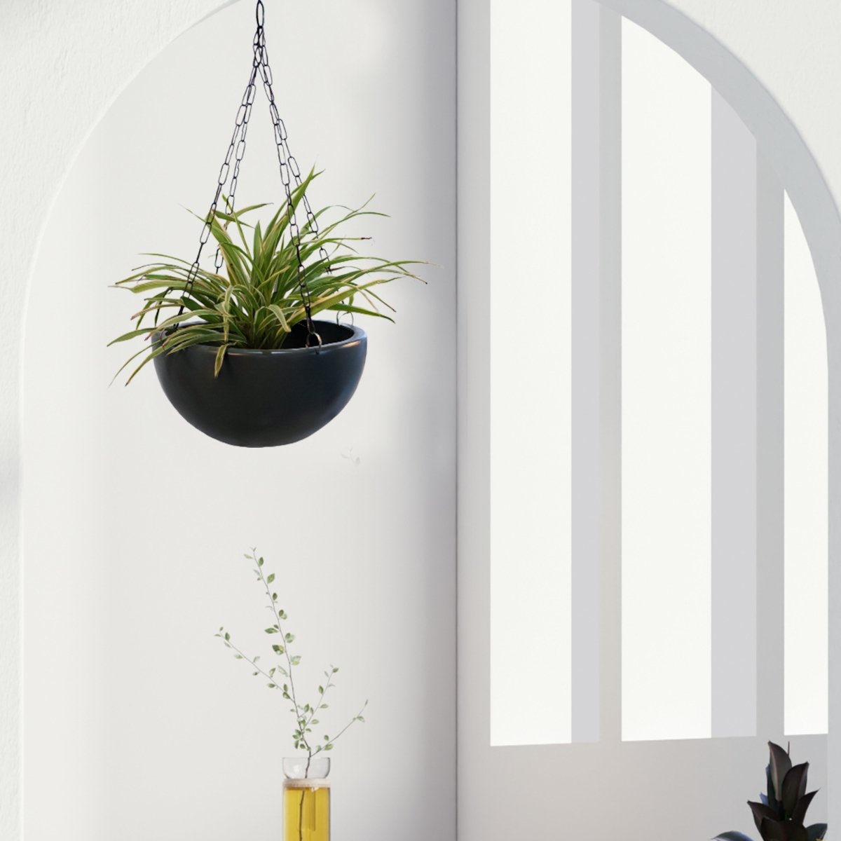 Kezevel Indoor Outdoor FRP Planters - Grey Hanging Flower Pot, Lightweight Durable Hanging Planter for Garden Home Décor