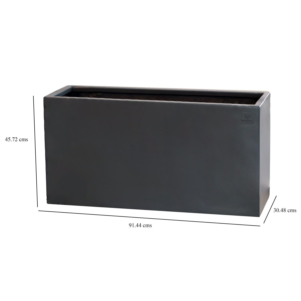 Kezevel Indoor Outdoor FRP Planters - Lightweight and Durable Matte Grey Rectangle Flower Pot, Tree Planter for Garden Décor