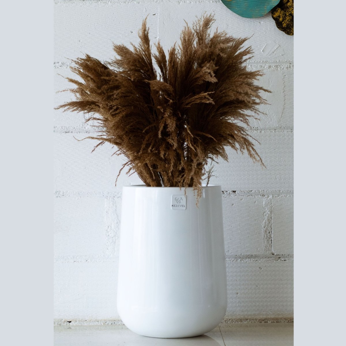 Kezevel Indoor Outdoor FRP Planters - Lightweight Durable Glossy White Finish Plumpy Flower Pot, Planter for Garden Décor
