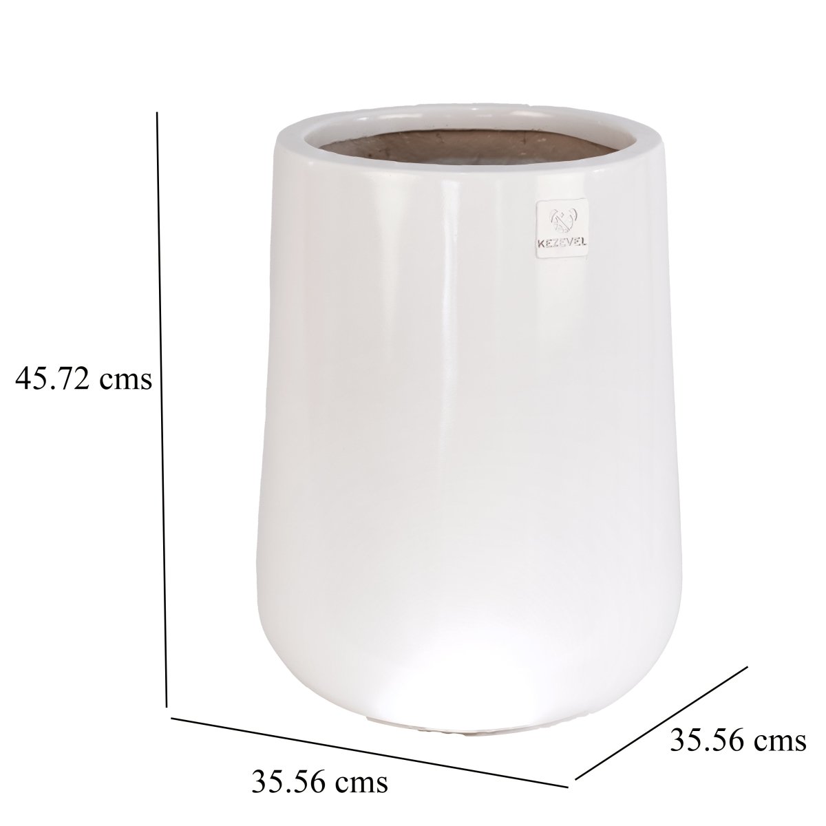 Kezevel Indoor Outdoor FRP Planters - Lightweight Durable Glossy White Finish Plumpy Flower Pot, Planter for Garden Décor