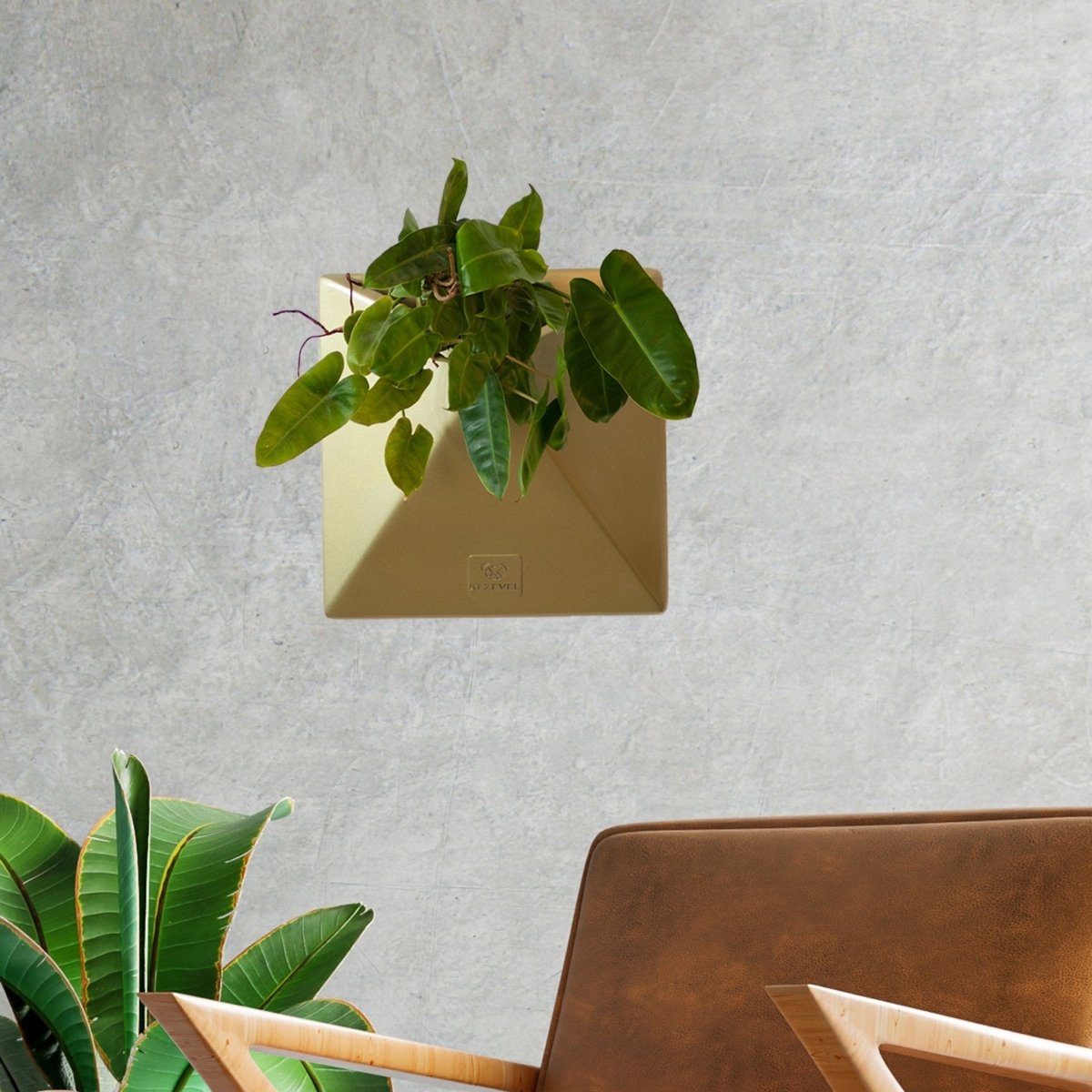 Kezevel Indoor Outdoor FRP Planters - Lightweight Durable Gold Finish Vertical Wall Flower Pot, Wall Planter for Home Décor