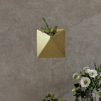 Kezevel Indoor Outdoor FRP Planters - Lightweight Durable Gold Finish Vertical Wall Flower Pot, Wall Planter for Home Décor