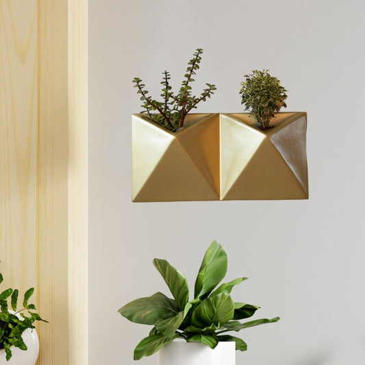 Kezevel Indoor Outdoor FRP Planters - Lightweight Durable Gold Vertical Wall Flower Pot, Wall Planter for Garden Home Décor