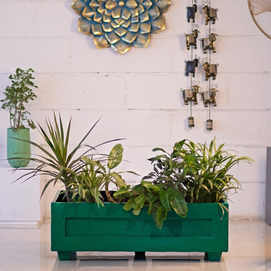 Kezevel Indoor Outdoor FRP Planters - Lightweight Durable Matte Green Rectangle Large Flower Pot, Floor Planter for Garden, Size 91.44X60.96X30.48 CM - Kezevel
