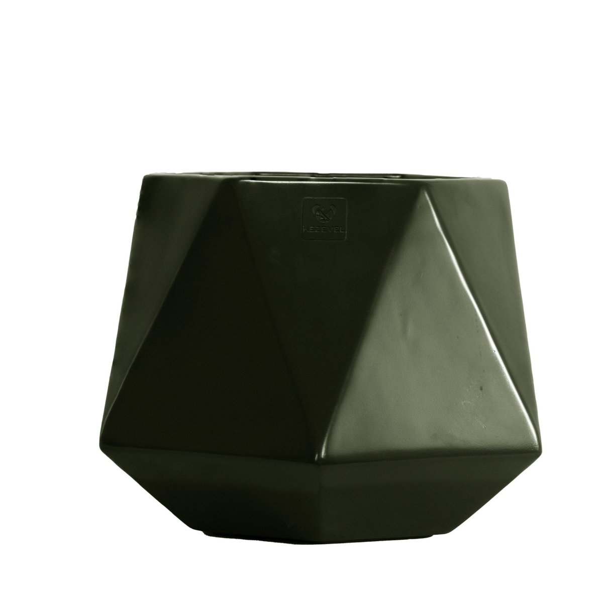 Kezevel Indoor Outdoor FRP Planters - Lightweight Durable Matte Olive Green Diamond Flower Pot, Tree Planters for Garden Home