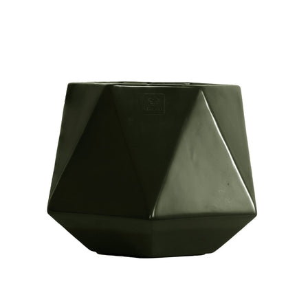 Kezevel Indoor Outdoor FRP Planters - Lightweight Durable Matte Olive Green Diamond Flower Pot, Tree Planters for Garden Home