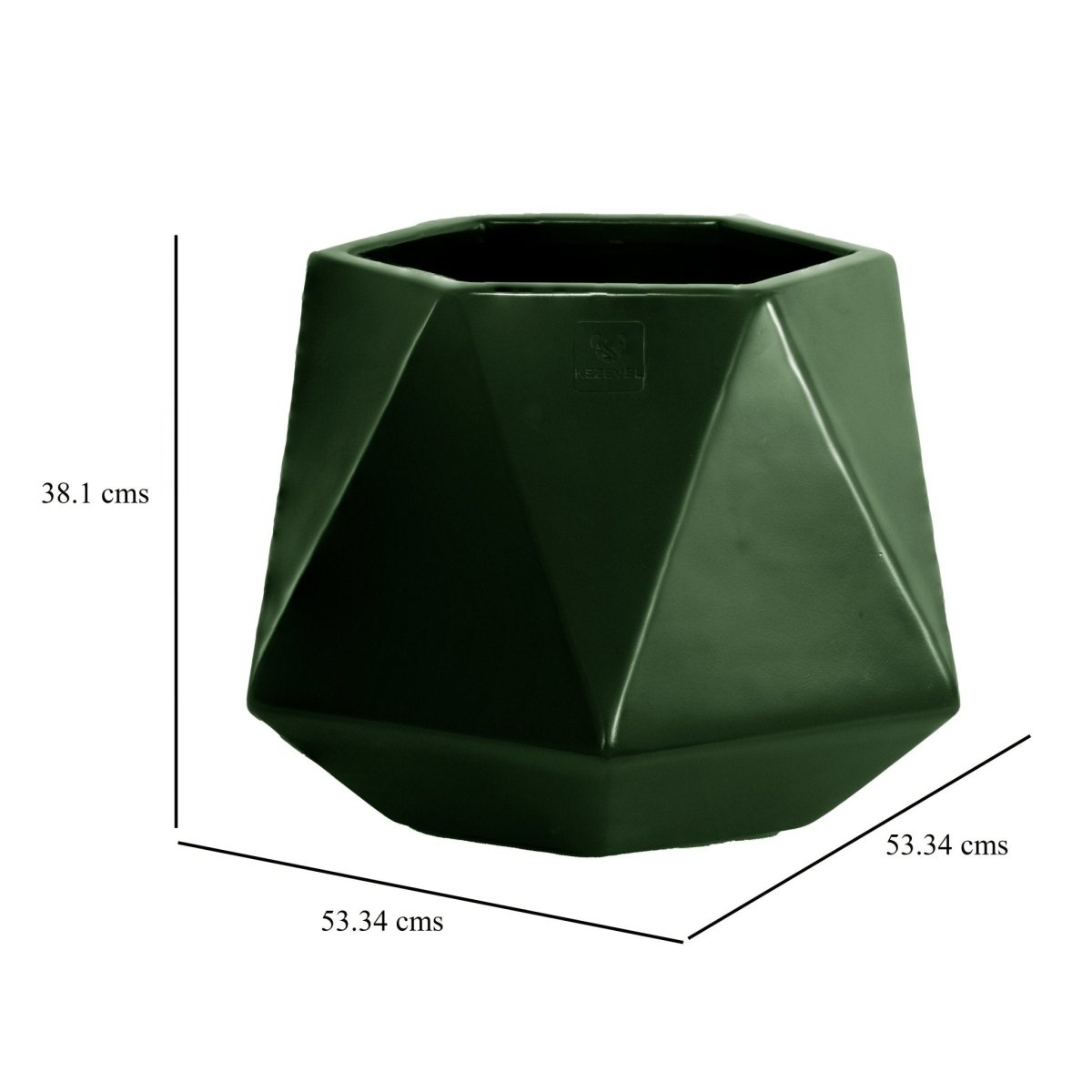 Kezevel Indoor Outdoor FRP Planters - Lightweight Durable Matte Olive Green Diamond Flower Pot, Tree Planters for Garden Home