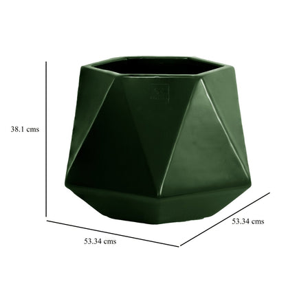 Kezevel Indoor Outdoor FRP Planters - Lightweight Durable Matte Olive Green Diamond Flower Pot, Tree Planters for Garden Home