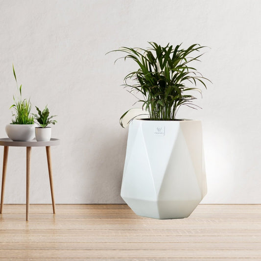 Kezevel Indoor Outdoor FRP Planters - Lightweight Durable Matte White Diamond Flower Pot, Tree Planters Garden Home Décor