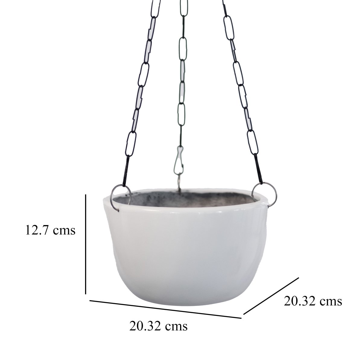 hanging planter sizes Kezevel Indoor Outdoor FRP Planters - White Hanging Flower Pot, Lightweight Durable Glossy Hanging Planter Garden Home Décor, Size 20.32X20.32X12.70CM