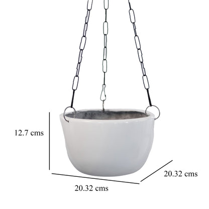 Kezevel Indoor Outdoor FRP Planters - White Hanging Flower Pot, Lightweight Durable Glossy Hanging Planter Garden Home Décor